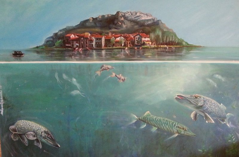 PESCARENICO CON LUCCI | Olio su tela | 120x80