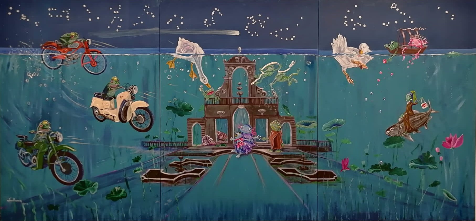 PER SEMPRE (PRESEPE 2023) - olio su tela - trittico 3 x 85 x 120 - 2023